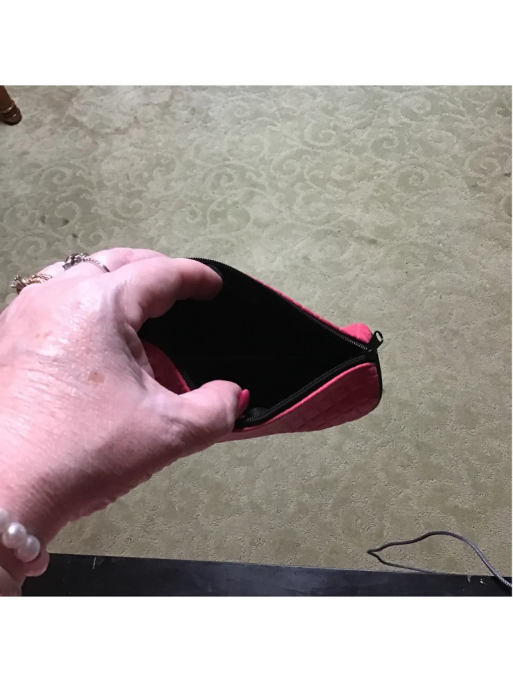 Red Quilted Cosmetic Bag & Cleaning Cloth